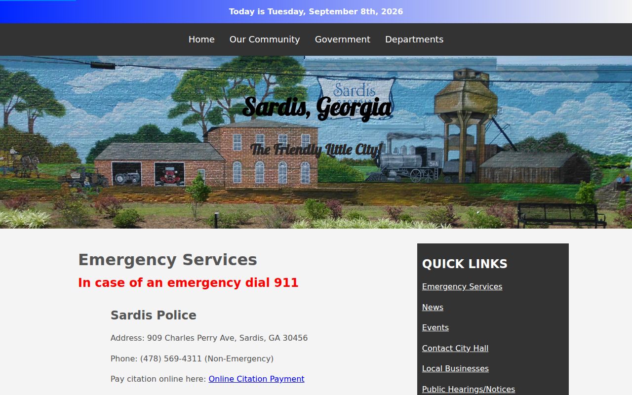 Official Sardis emergency services and police contact page