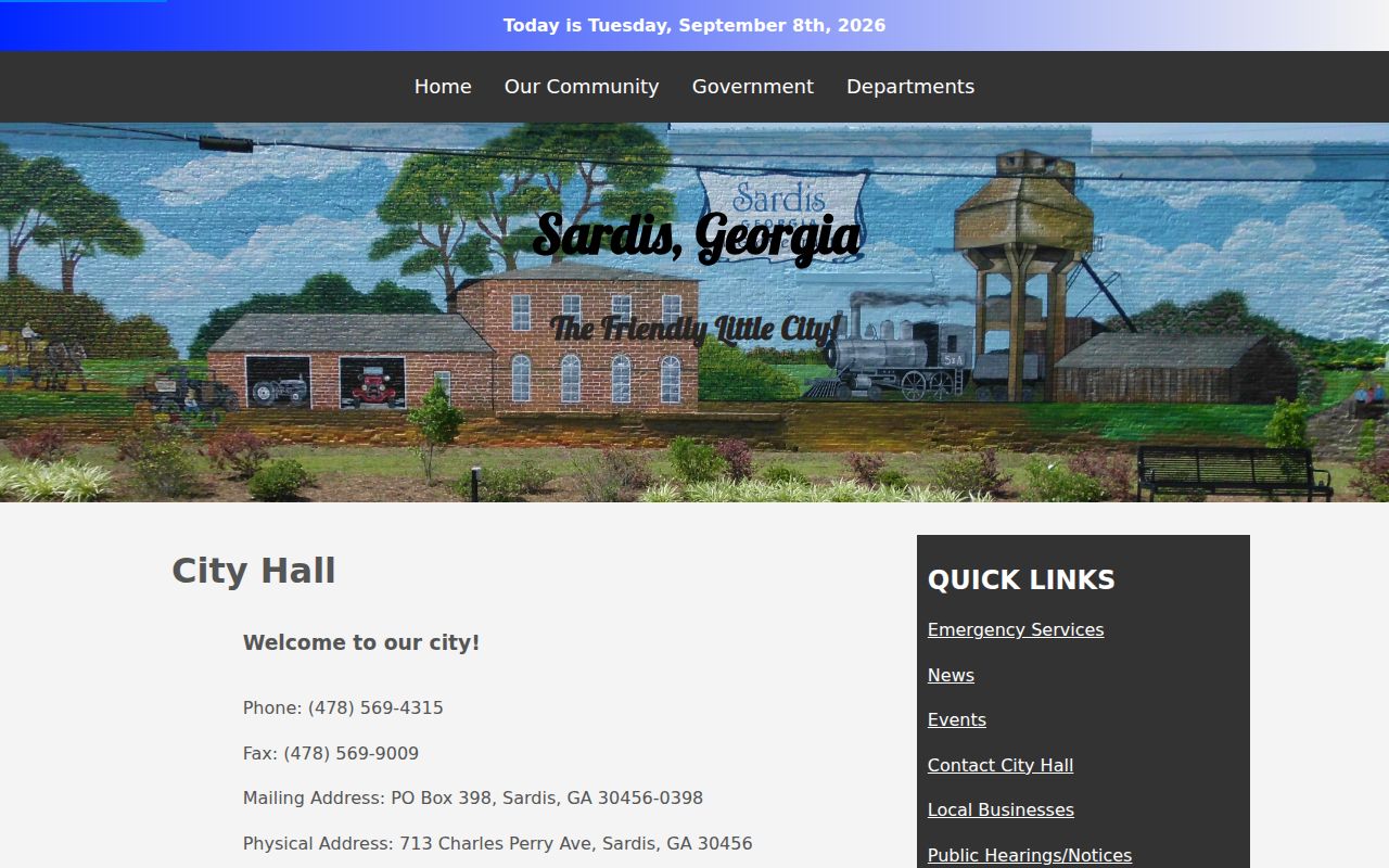 Official Sardis City Hall contact information