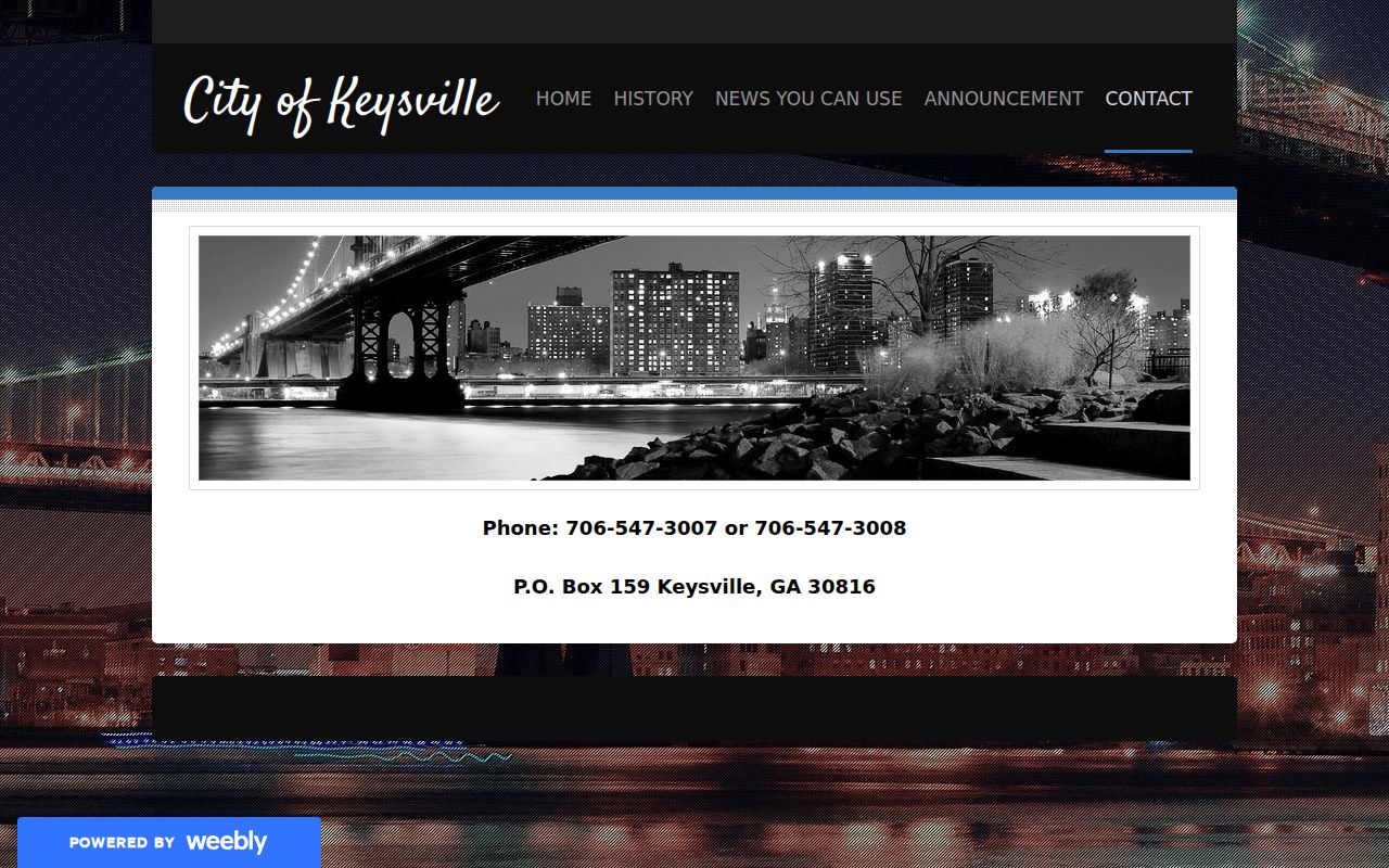 Official Keysville city contact page